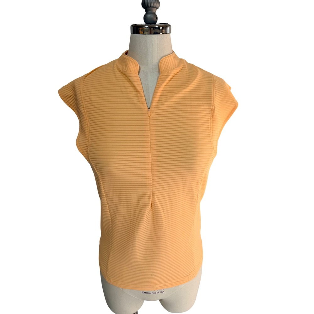 CALIA Renew Cap Sleeve 1/4 Zip Top Women's XS Peach Sherbet Activewear Gym Golf